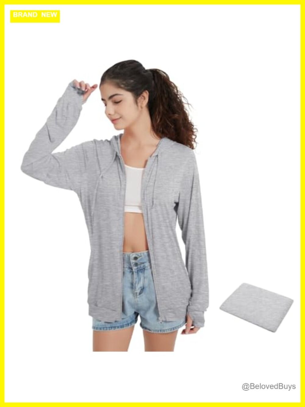 Lightweight Zip Up Hoodie Thin Summer Jacket with Thumb Holes